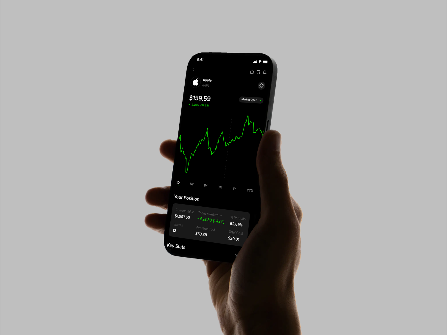 baraka — Real-time stock tracking with Apple stock position view
