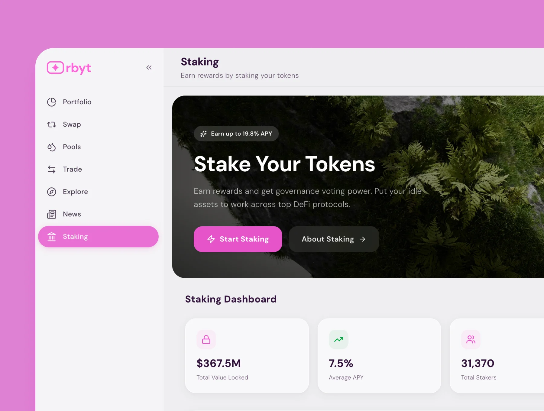 Orbyt — Staking analytics and portfolio components
